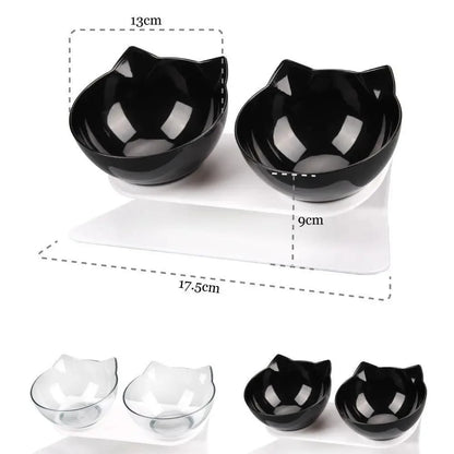 Double Transparent Non-slip Food Bowl With Protection For Cats Modern Kitten Food Bowl Pet Accessories