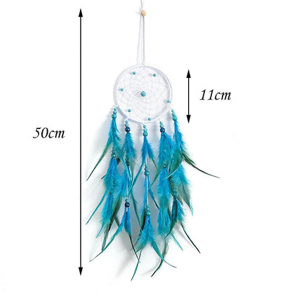 Dream Catcher Wall Decor with White Feathers Indian Style Dream-catcher Moon Handmade Wind Chimes Wall Ornament Girls Room Decoration Feather Dream Catcher For Kids Women Wedding Bohemian Wall Decor