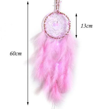 Dream Catcher Wall Decor with White Feathers Indian Style Dream-catcher Moon Handmade Wind Chimes Wall Ornament Girls Room Decoration Feather Dream Catcher For Kids Women Wedding Bohemian Wall Decor