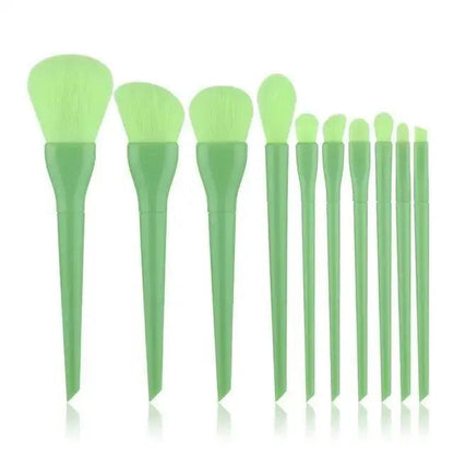 Durable 10pcs Natural Hair Colorful Makeup Brushes Professional Foundation Powder Blush Eyeshadow Eyebrow Blending Brush Set