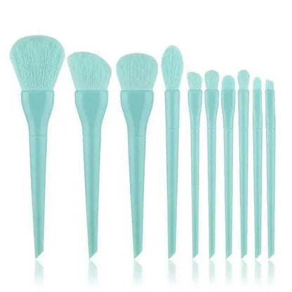 Durable 10pcs Natural Hair Colorful Makeup Brushes Professional Foundation Powder Blush Eyeshadow Eyebrow Blending Brush Set