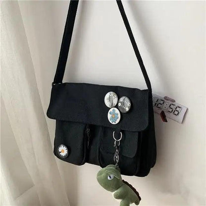 Durable Canvas Diagonal Cross Bag Youth Fashion And Casual Version Ladies Large Capacity Shoulder Bag For Women And Girls