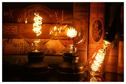E14 E27 Retro LED Spiral Filament Light Bulb 4W 220V C35 G45 A60 T45 ST64 T185 T225 G80 G95 G125 Vintage Edison Lamp Vintage Filament Light Bulbs Globe Round