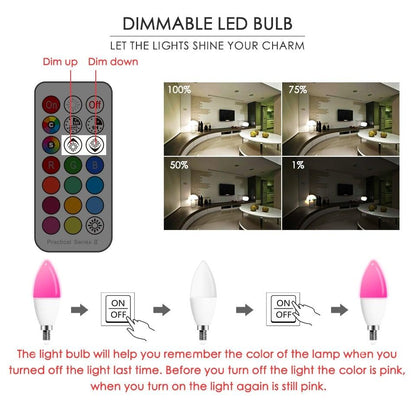 E14 LED Bulb Candle Color Indoor Neon Sign Light Bulb RGB Tape With Controller Lighting 220V E12 Dimmable Smart Lamp For Home Smart WiFi Candelabra Light Bulb, C37 Shape RGB+C+W LED Candle Light Bulb, 5W 400LM (2700k-6500k) Candelabra Bulb