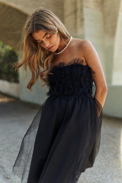 Mesh Ruffle Tube Top Swing Dress For Women – Ruffle Fluttering Dress, Tube Top Dress, Swing Dress, Summer Dress, Flirty Dress