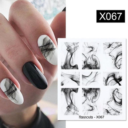 Egg Shell French Lines Water Decals Sticker Geometric Flowers Leaves Bubble Design Slider For Manicuring Nail Art Manicure Lips Nail Art Decorations Slider Nail Art Stickers Decals Nail Art Supplies Valentines Day 3D Self-Adhesive Nail Decorations