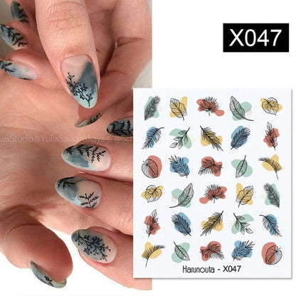 Egg Shell French Lines Water Decals Sticker Geometric Flowers Leaves Bubble Design Slider For Manicuring Nail Art Manicure Lips Nail Art Decorations Slider Nail Art Stickers Decals Nail Art Supplies Valentines Day 3D Self-Adhesive Nail Decorations