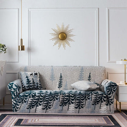 Elastic Plain Floral Printing  Sofa Cover Stretch for Living Room Couch Cover Chair Protector 1/2/3/4 Seater Printed Couch Cover for 3 Cushion Couch  Floral Pattern Sofa Cover with Separate Cushion Cover Pieces Stretch Sofa Slipcover