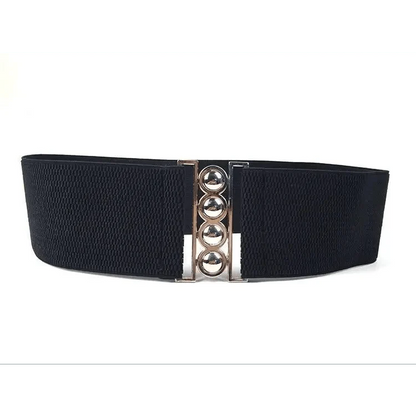 Elastic Wide Strap Plus Size Belts For Women Classic Party And Casual Dress Metal Snap Button Belts For Women