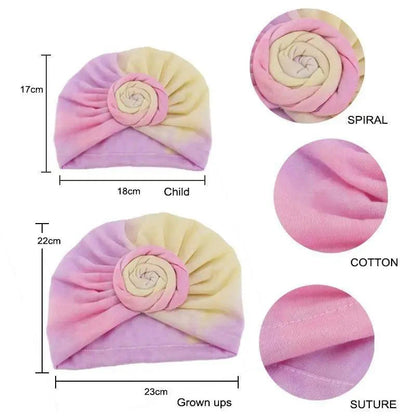 Elegance Mommy And Kids Turban Hat Cap With Big Bow Soft Cute Knot Nursery Beanie Knotted Headban