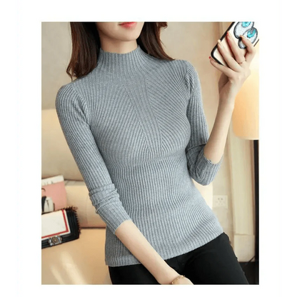 Elegance Solid White and Black Tops,Sweaters Winter Long Sleeve Turtleneck Pullovers Women's Sweaters Female Clothing