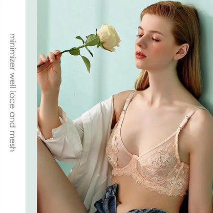 Elegance Transparent Bras For Women Ultra Thin Lace Bralette Underwire Push Up Plus Big Size Top Summer 34 36 38 40 ABCD Cup