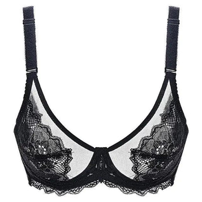 Elegance Transparent Bras For Women Ultra Thin Lace Bralette Underwire Push Up Plus Big Size Top Summer 34 36 38 40 ABCD Cup