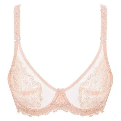 Elegance Transparent Bras For Women Ultra Thin Lace Bralette Underwire Push Up Plus Big Size Top Summer 34 36 38 40 ABCD Cup