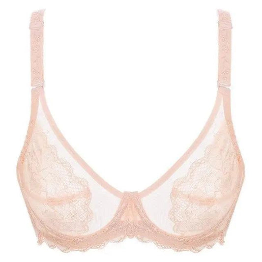 Elegance Transparent Bras For Women Ultra Thin Lace Bralette Underwire Push Up Plus Big Size Top Summer 34 36 38 40 ABCD Cup