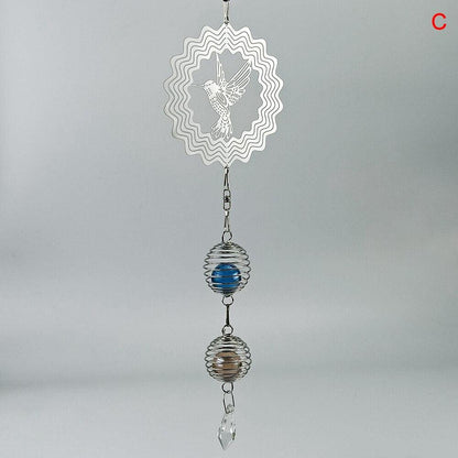 Elegant 3D Metal Hanging Wind Hanging Spinners Spiral Wind Chimes Wind Sculptures With Gazing Ball Spiral Tail Stainless Steel Spin Decor For Indoor Outdoor Spinner Wind Chime With Spiral Tail Ball Center Home Decor