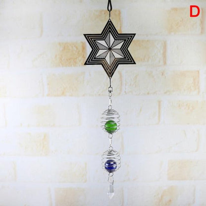 Elegant 3D Metal Hanging Wind Hanging Spinners Spiral Wind Chimes Wind Sculptures With Gazing Ball Spiral Tail Stainless Steel Spin Decor For Indoor Outdoor Spinner Wind Chime With Spiral Tail Ball Center Home Decor