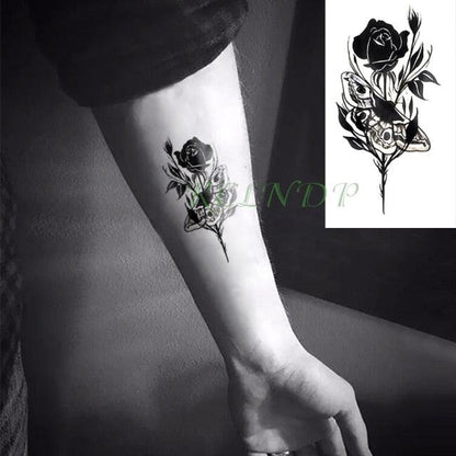 Elegant Black Music Notes Waterproof Sticker Tattoos Temporary Chest Shoulder Tattoos For Men Women