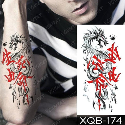 Elegant Black Waterproof Temporary Tattoo Sticker Lion Tiger Bear Flash Tattoos Leopard Wolf Colorful Big Tattoo Stickers For Mens Womens