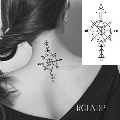 Elegant Black Waterproof Temporary Tattoo Stickers Moon Hill Modern Body Art Stickers Hand Foot High Quality For Womens