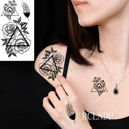 Elegant Black Waterproof Temporary Tattoo Stickers Moon Hill Modern Body Art Stickers Hand Foot High Quality For Womens