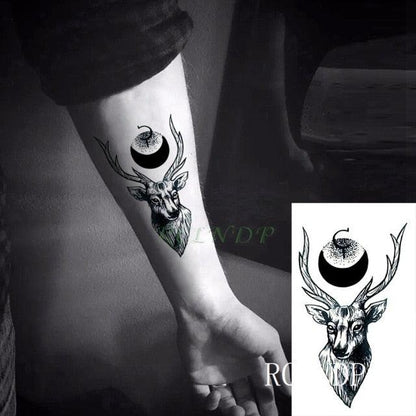 Elegant Black Waterproof Temporary Tattoo Stickers Moon Hill Modern Body Art Stickers Hand Foot High Quality For Womens