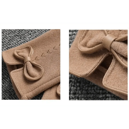 Elegant Black Winter Women Outdoor Warm One Size Gloves Fashionable Cute Bow Style Casual Gloves For Women