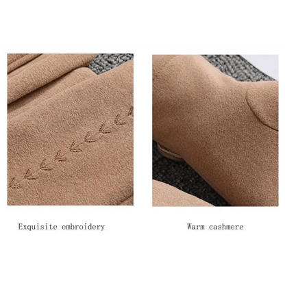 Elegant Black Winter Women Outdoor Warm One Size Gloves Fashionable Cute Bow Style Casual Gloves For Women