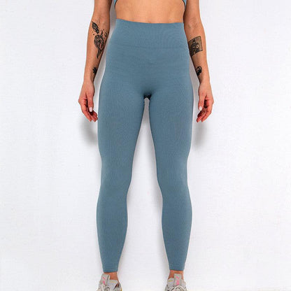 Elegant Blue Yoga Pants High Waisted Gym Leggings Yoga Leggings Seamless Gym Push Up Workout Stretch Fitness Sweatpants Ultra Soft Leggings Tight Sport Women Fitness Seamless Female Legging Tummy Control Running Pants For Training