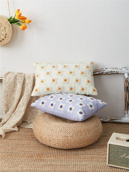 Elegant Cotton Floral Printed Pillow Cases Pillow Cover Canvas Embroidery Cushion Cover Home Decor Yellow Flowers Pillow Case Soft Luxury Style