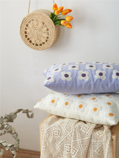 Elegant Cotton Floral Printed Pillow Cases Pillow Cover Canvas Embroidery Cushion Cover Home Decor Yellow Flowers Pillow Case Soft Luxury Style