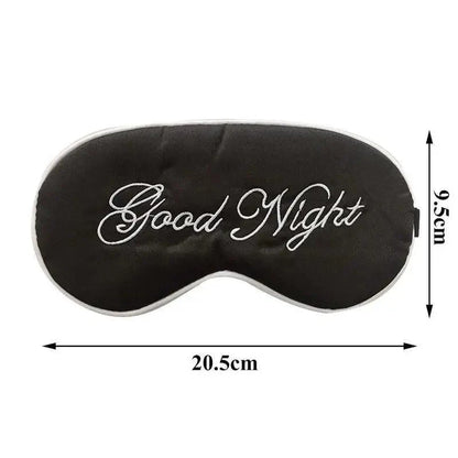 Elegant Good Night Soft Eye Masks Cute Design Eye Cover Sleeping Blindfold Women Eye Cover Full Night's Sleep Travel Portable Lightweight Eye Mask