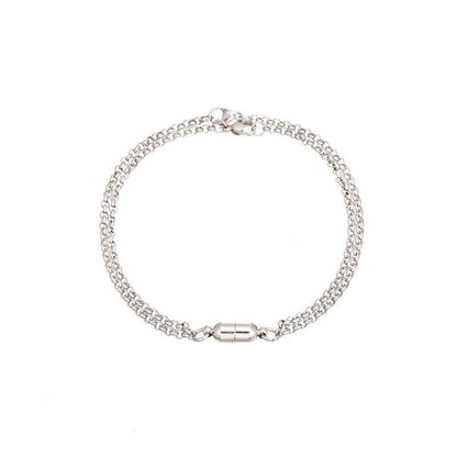 Elegant Heart Shaped Magnet Bracelet For Couples Stainless Steel Magnetic Couple Bracelets Long Distance Touch Bracelets Magnetic Heart Matching Bracelets Stainless Steel Adjustable Chain Bracelet Set Gift
