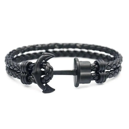 Elegant Modern Handmade Stainless Steel Men Anchor Bracelet made of Nylon in Navy Blue Color For Man