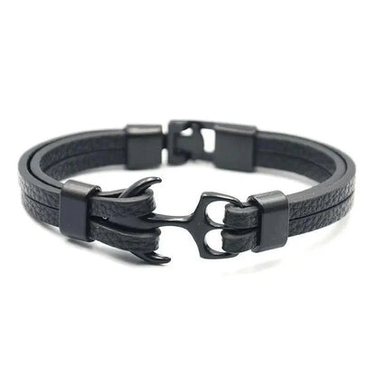 Elegant Modern Handmade Stainless Steel Men Anchor Bracelet made of Nylon in Navy Blue Color For Man