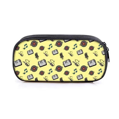 Elegant Music Note Piano Pen Case Holder Stylish Black/White Pencil Bag Guitar Pencil Case Unique Stationery Case For School