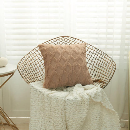 Elegant Plush Pillow Cover Geometric Soft Plush Short Wool Velvet Decorative Throw Pillow Covers Luxury Style Cushion Case Pillow Decorative Throw Pillow Case Soft Cozy Bed Cushion Cover Faux Fur Home Decor