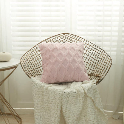 Elegant Plush Pillow Cover Geometric Soft Plush Short Wool Velvet Decorative Throw Pillow Covers Luxury Style Cushion Case Pillow Decorative Throw Pillow Case Soft Cozy Bed Cushion Cover Faux Fur Home Decor