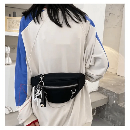 Elegant Purple Ladies Chain Waist Bag Canvas Fanny Pack Luxury Outdoor Chest Bag Phone Purse For Everyday Use