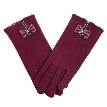 Elegant Red Autumn Full Finger Warm Women Gloves Classic Soft Comfortable Winter One Size Gloves For Women