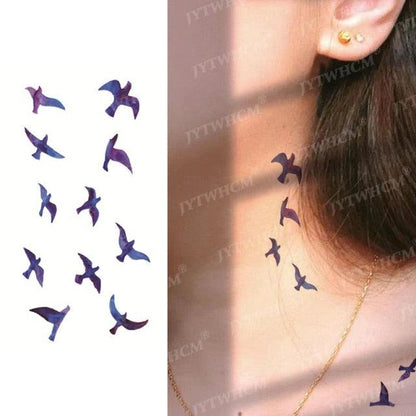Elegant Small Waterproof Temporary Tattoo Sticker Makeup Flame Finger Black Square Rose Flower High Quality Design For Womens