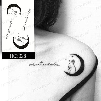 Elegant Small Waterproof Temporary Tattoo Sticker Makeup Flame Finger Black Square Rose Flower High Quality Design For Womens