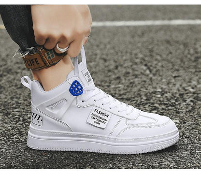 Elegant Sport Men's Sneaker Trend High Top Platform Shoes Spring Vulcanized Shoes Leather Casual Sport Fashion Flat Low Top Sneaker Lace-up Modern Design