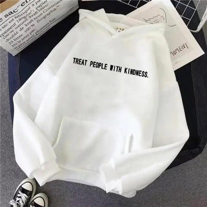 Elegant Spring Casual Treat People With Kindness Women/Men Vintage Casual Casual Hoodies with Pockets Letter Print Design and Cute Print Drawstring Hoodies For Men Women Comfortable Unisex Hoodies