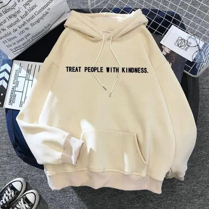 Elegant Spring Casual Treat People With Kindness Women/Men Vintage Casual Casual Hoodies with Pockets Letter Print Design and Cute Print Drawstring Hoodies For Men Women Comfortable Unisex Hoodies