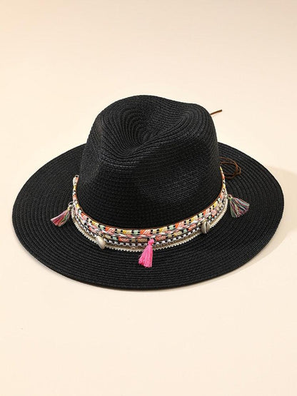 Elegant Tassel Beach Hats For Women Women's Bucket Sun Hat Max Sun Protection Holiday Hats Ladies Sun Hat Summer Straw Hats UV Protection Foldable Travel One Size Hat Modern Summer Fedoras For Party