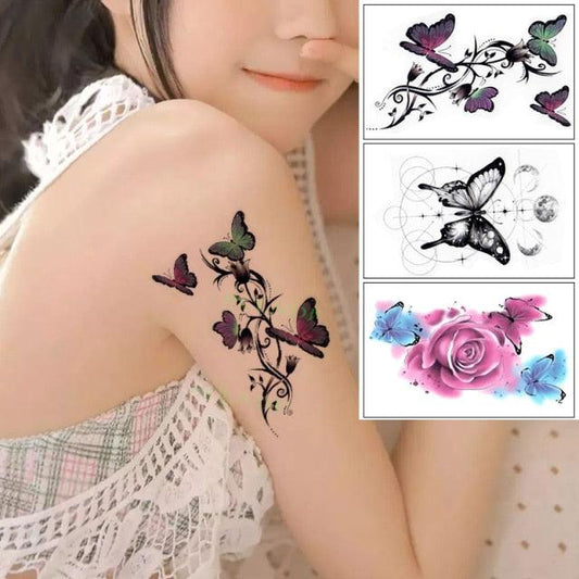 Elegant Waterproof Temporary Butterfly Sticker Tattoo Fake Halloween Party Tattoo For Woman Girls