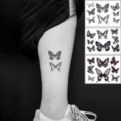 Elegant Waterproof Temporary Butterfly Sticker Tattoo Fake  Halloween Party Tattoo For Woman Girls