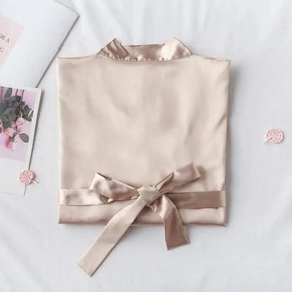 Elegant Wedding Bride Robe Lightweight Short Silk Sleepwear Women Indoor Bathrobes