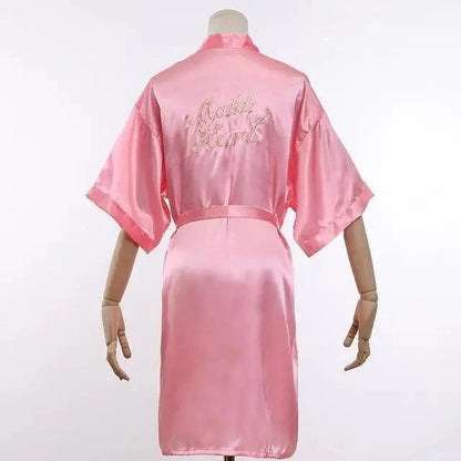 Elegant Wedding Bride Robe Lightweight Short Silk Sleepwear Women Indoor Bathrobes